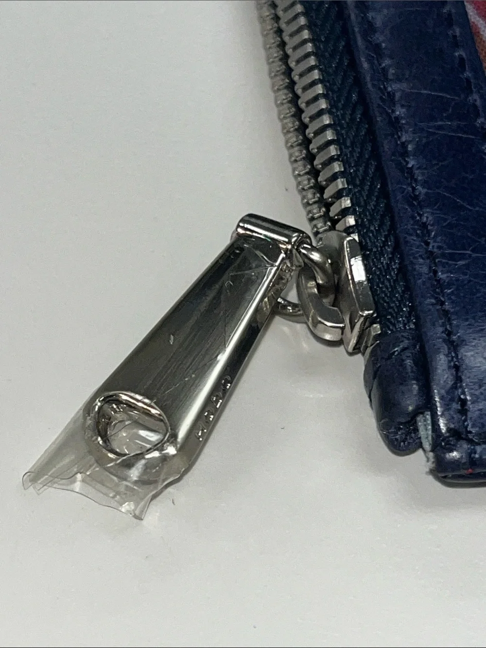 HOBO Deep Blue Leather Zip Card Holder with Snap Strap